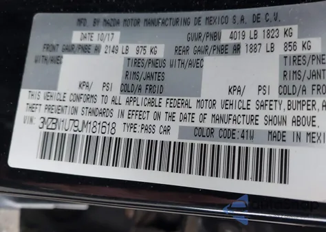 2018 Mazda Mazda3 Sport z USA, uszkodzony, nr VIN 3MZBN1U79JM181618